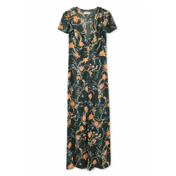 Urban Outfitters Pants - Urban Outfitters Floral Wide Leg Jumpsuit Women's Medium Green Orange Boho Maxi